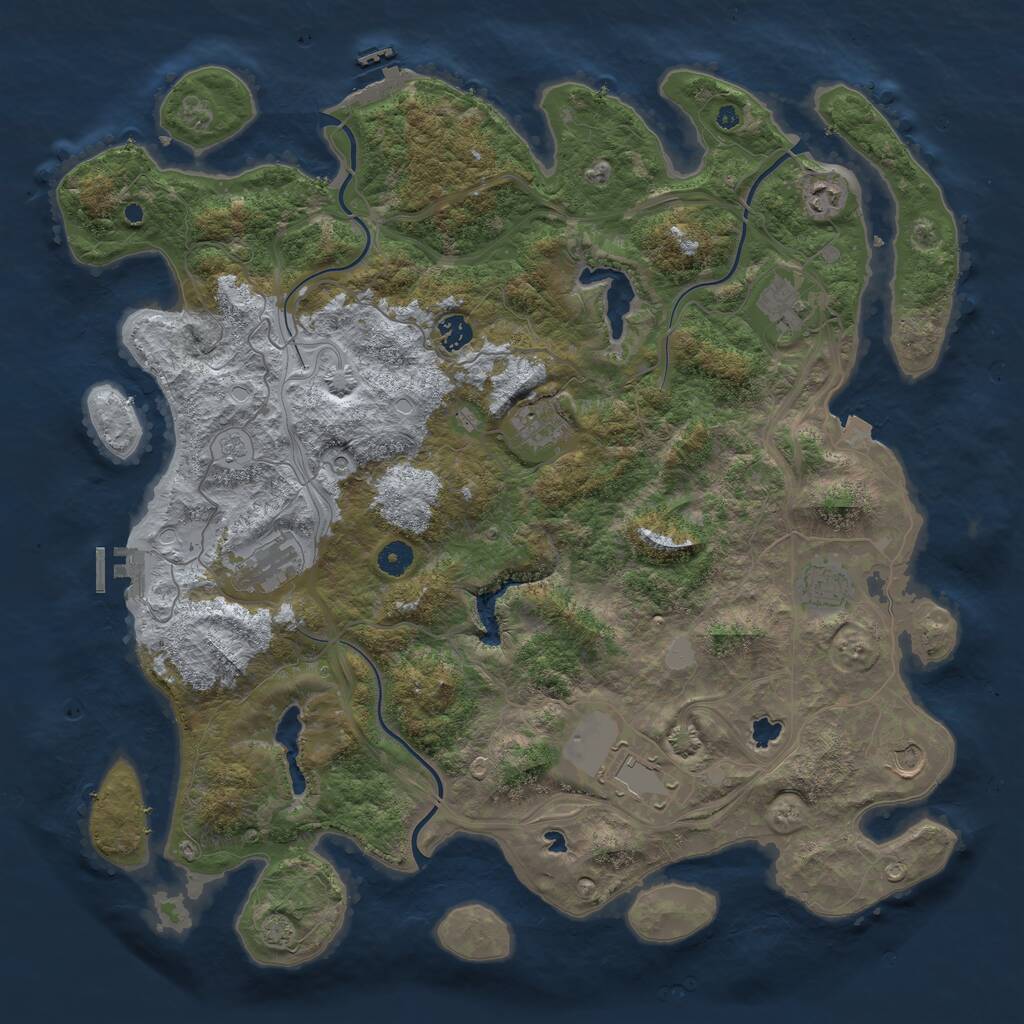Rust Map: Procedural Map, Size: 4500, Seed: 1847138058, 14 Monuments