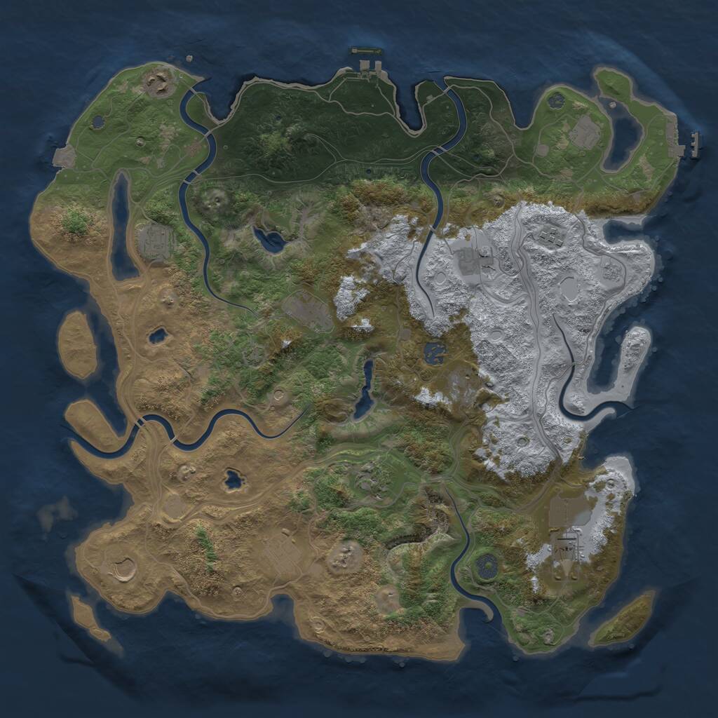 Rust Map: Procedural Map, Size: 4500, Seed: 1798924034, 19 Monuments