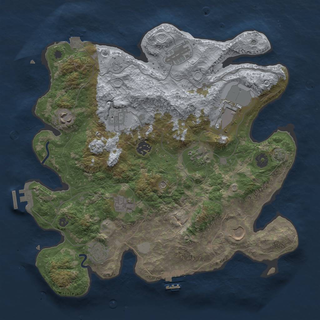 Rust Map: Procedural Map, Size: 3500, Seed: 545133267, 17 Monuments