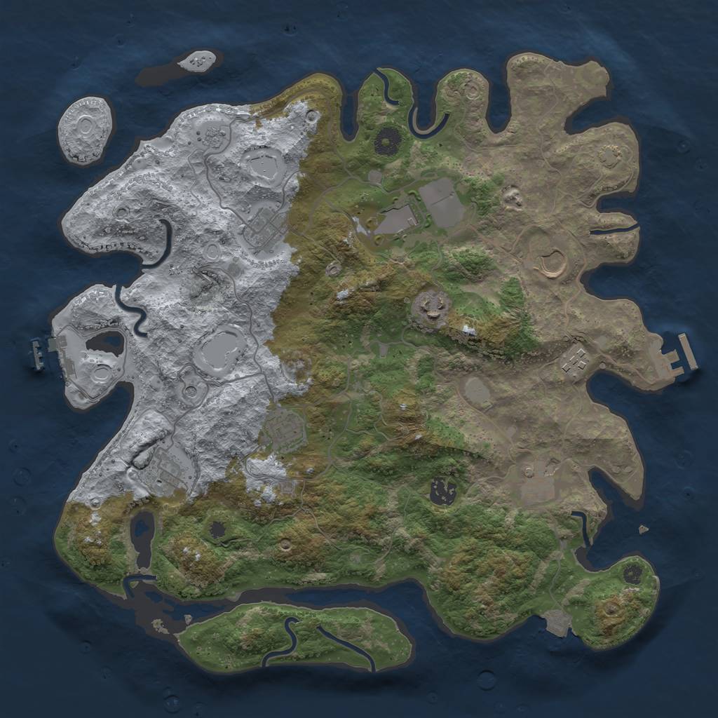 Rust Map: Procedural Map, Size: 3850, Seed: 1394243668, 17 Monuments