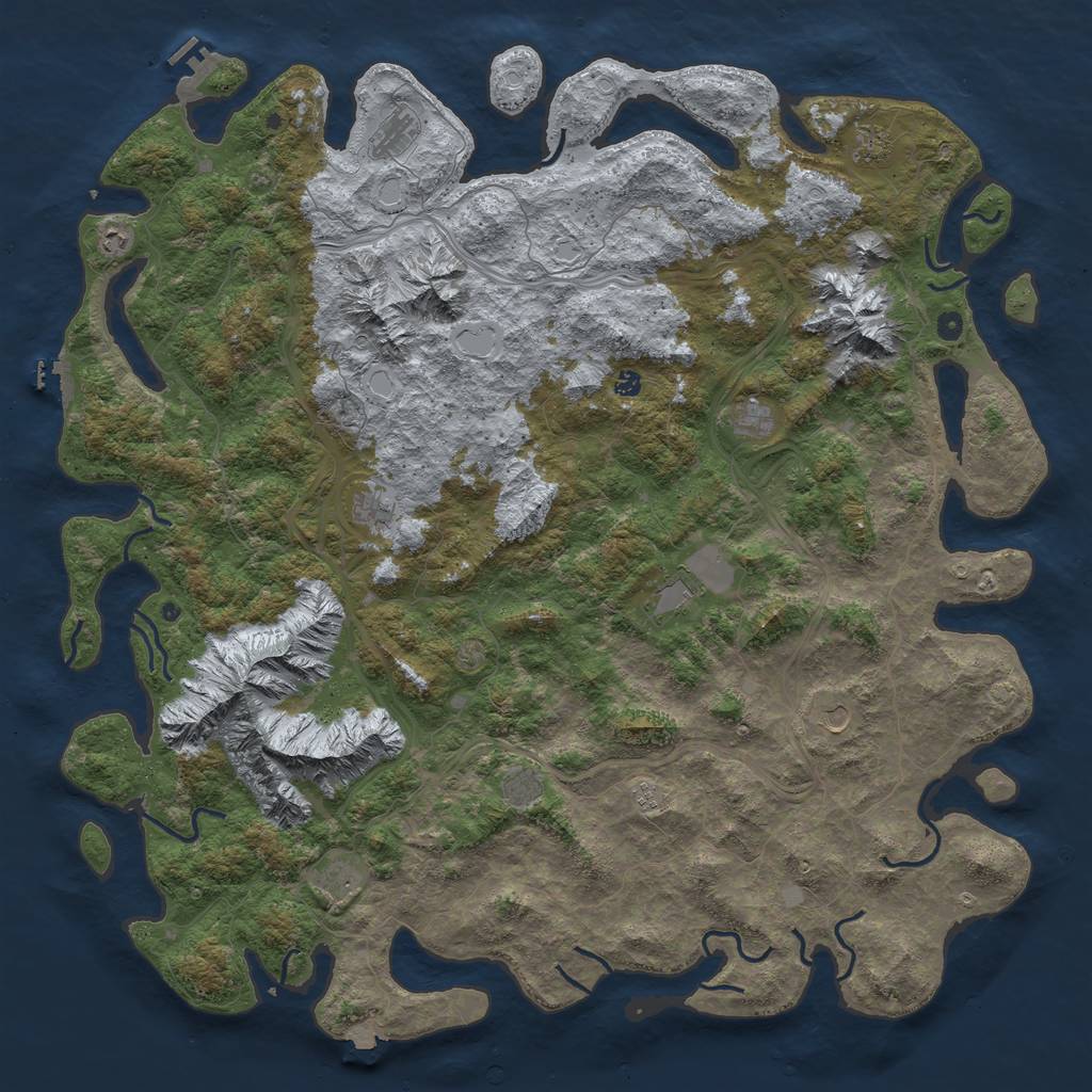 Rust Map: Procedural Map, Size: 6000, Seed: 2198292, 19 Monuments