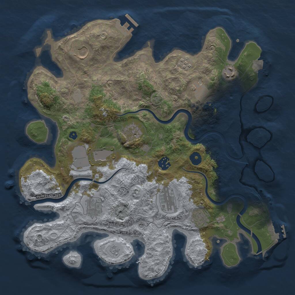 Rust Map: Procedural Map, Size: 3600, Seed: 11045, 16 Monuments