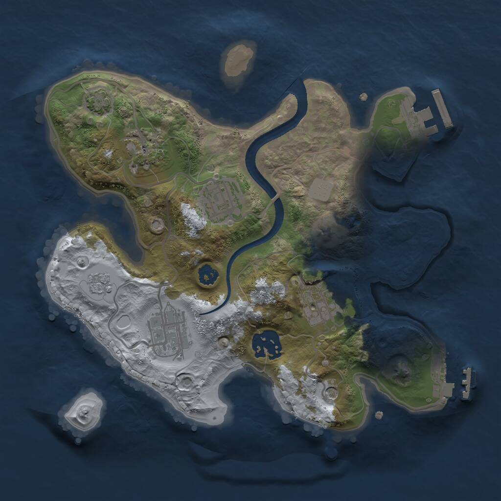 Rust Map: Procedural Map, Size: 2500, Seed: 355121013, 11 Monuments