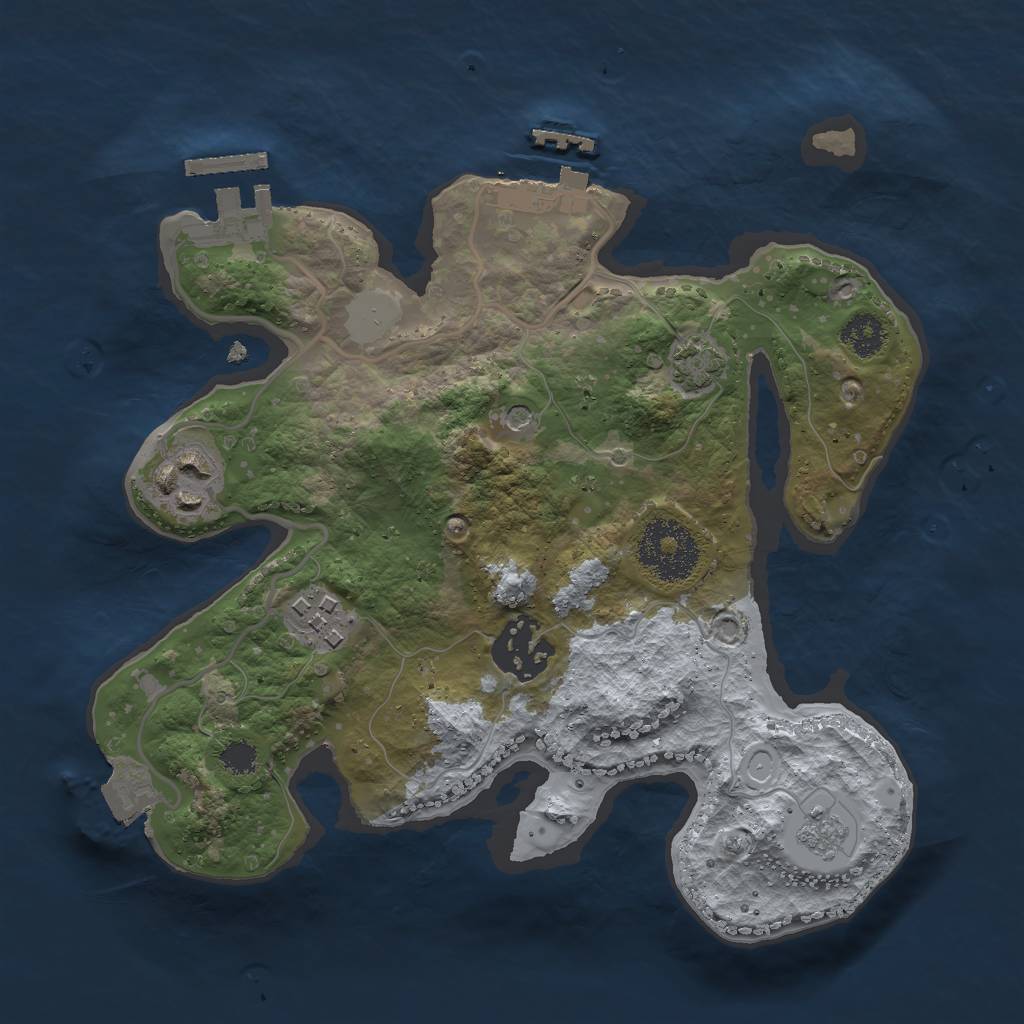 Rust Map: Procedural Map, Size: 2500, Seed: 944775493, 11 Monuments