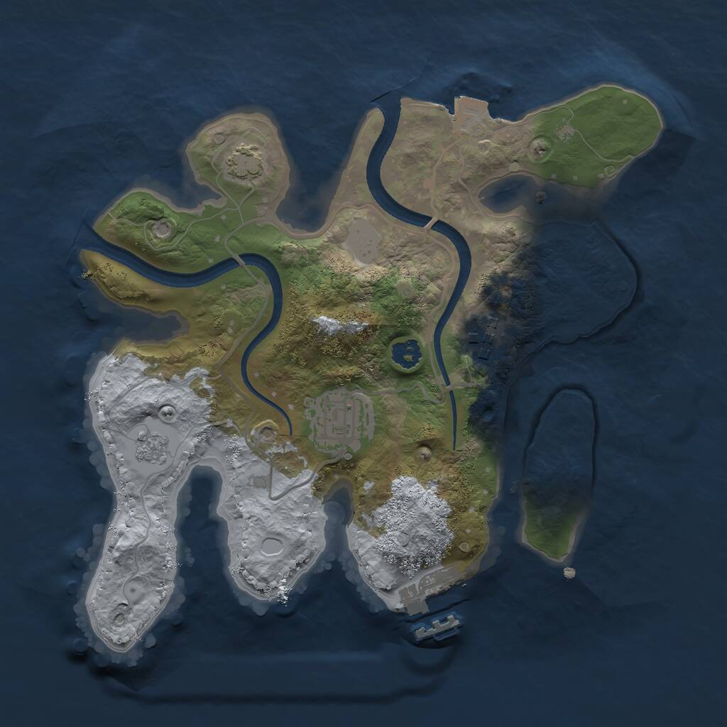 Rust Map: Procedural Map, Size: 2500, Seed: 124756919, 6 Monuments