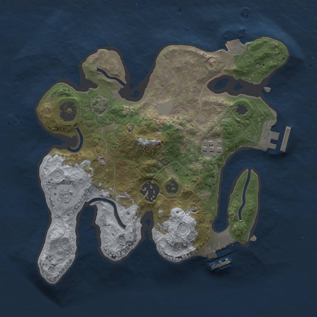 Rust Map: Procedural Map, Size: 2500, Seed: 124756919, 9 Monuments