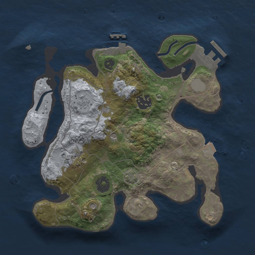 Rust Map: Procedural Map, Size: 2500, Seed: 444747621, 10 Monuments