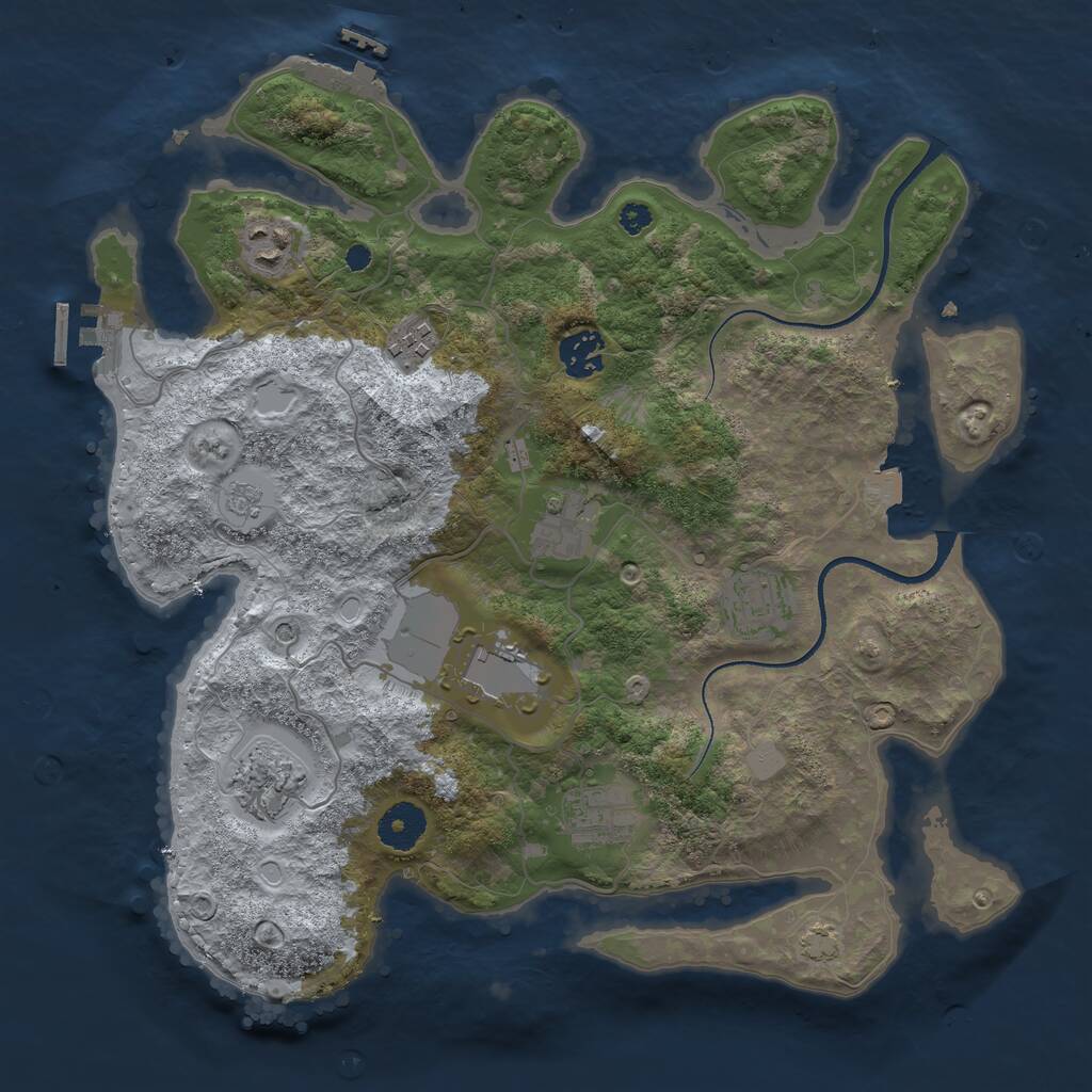 Rust Map: Procedural Map, Size: 3500, Seed: 314640467, 14 Monuments