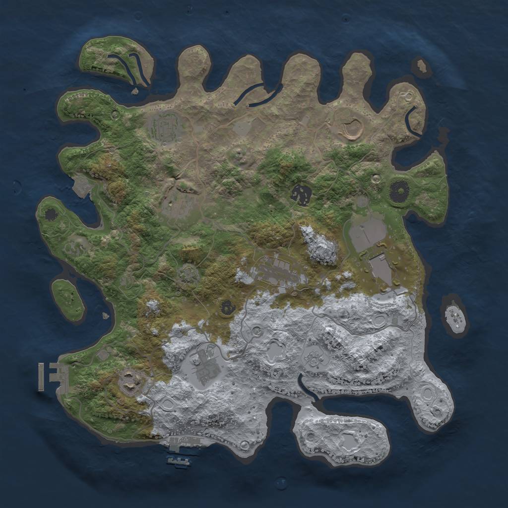 Rust Map: Procedural Map, Size: 3600, Seed: 10309, 16 Monuments