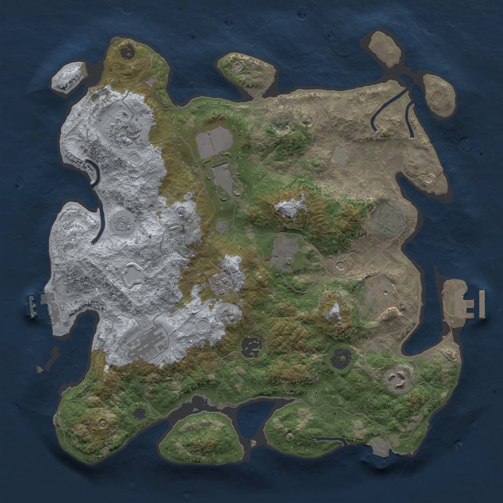 Rust Map: Procedural Map, Size: 3600, Seed: 20309, 17 Monuments