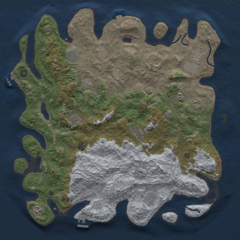 Rust Map: Procedural Map, Size: 4500, Seed: 15343, 19 Monuments