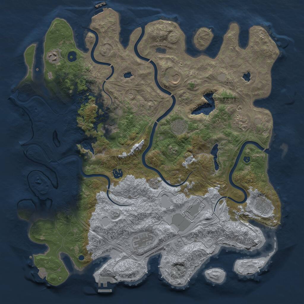 Rust Map: Procedural Map, Size: 4500, Seed: 15343, 16 Monuments