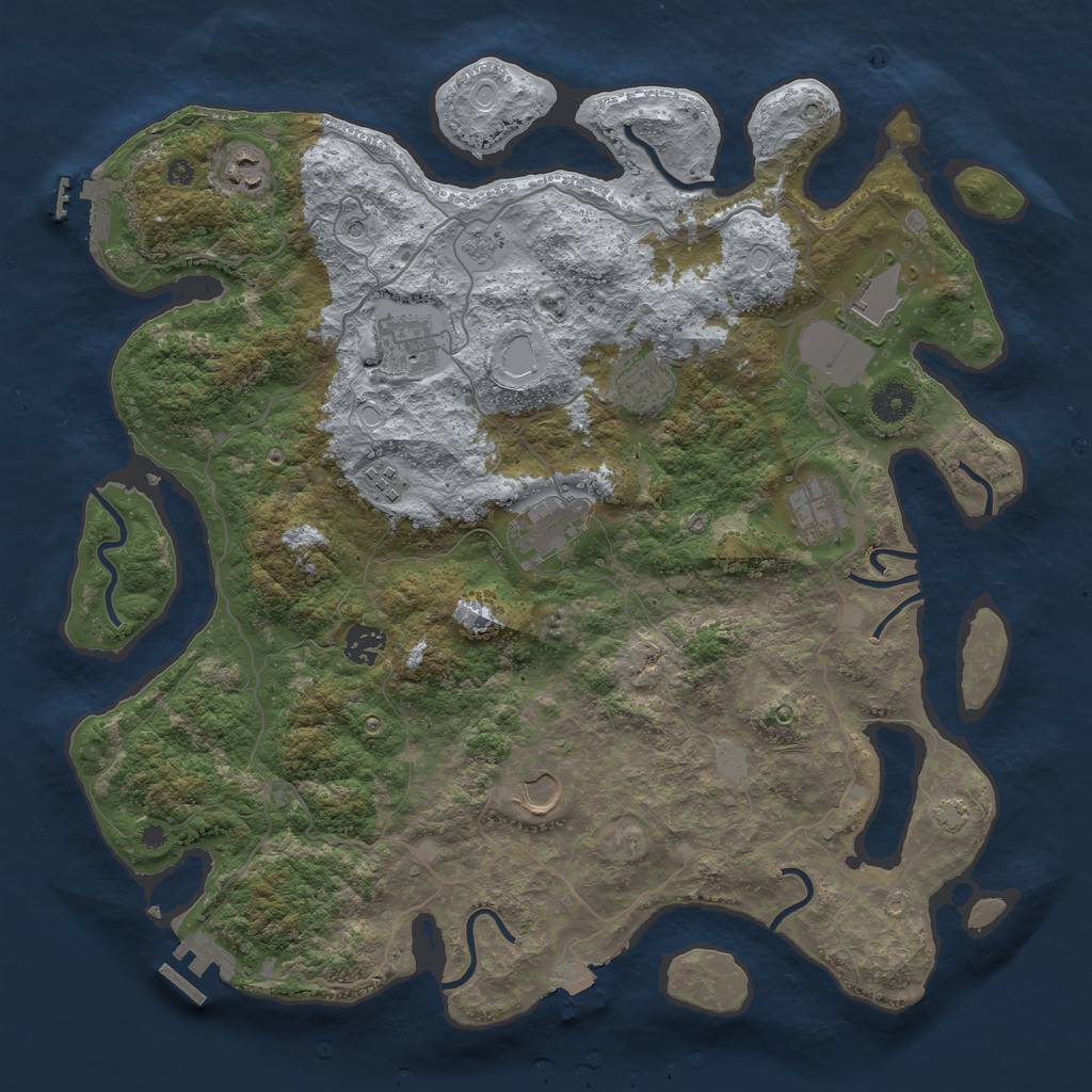 Rust Map: Procedural Map, Size: 4000, Seed: 1961722883, 17 Monuments