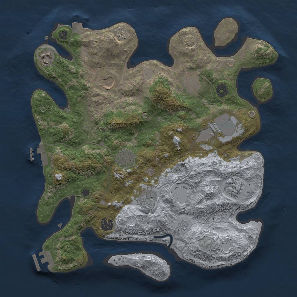 Rust Map: Procedural Map, Size: 3500, Seed: 2024447488, 17 Monuments