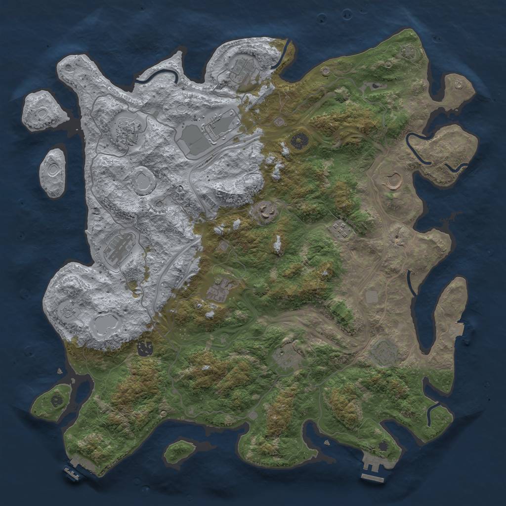 Rust Map: Procedural Map, Size: 4500, Seed: 77675524, 19 Monuments