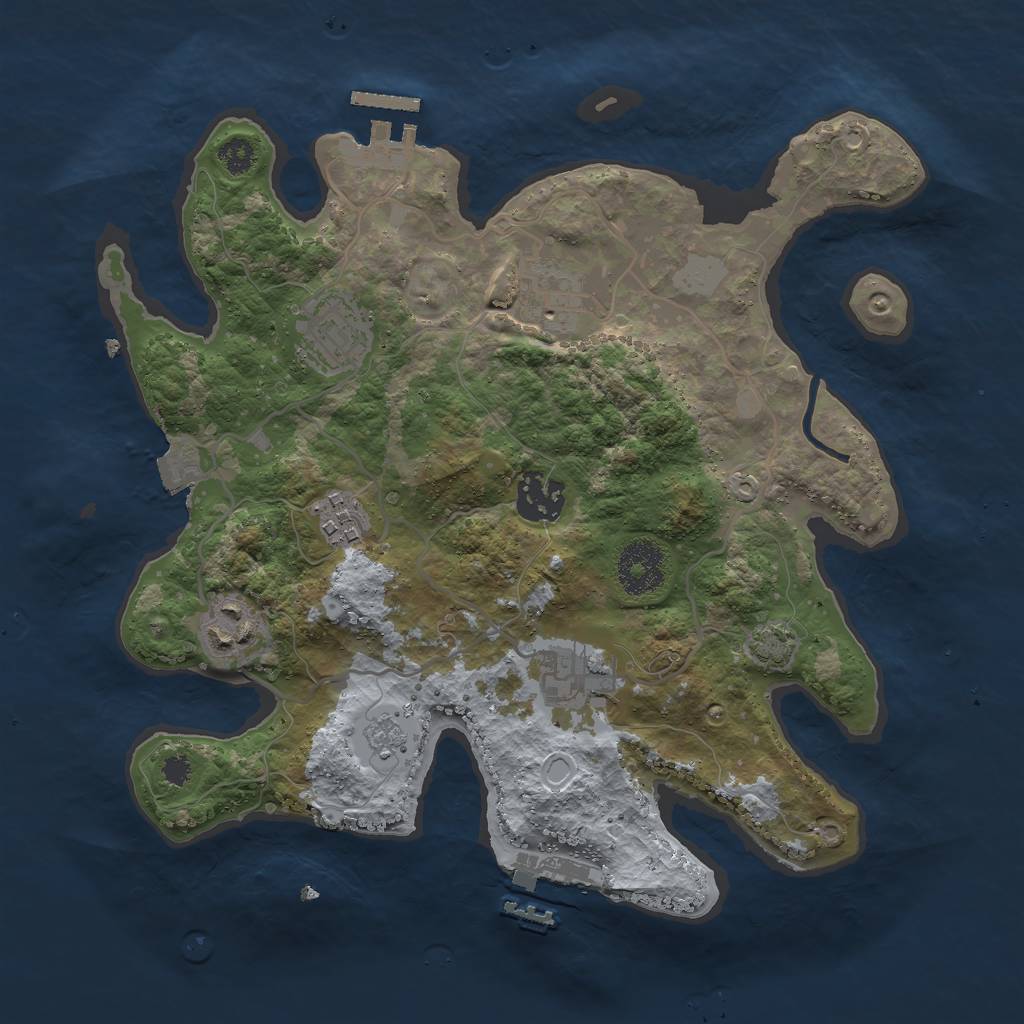 Rust Map: Procedural Map, Size: 3000, Seed: 958429901, 13 Monuments