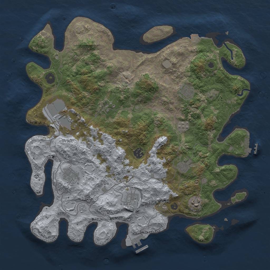 Rust Map: Procedural Map, Size: 4000, Seed: 491941002, 17 Monuments