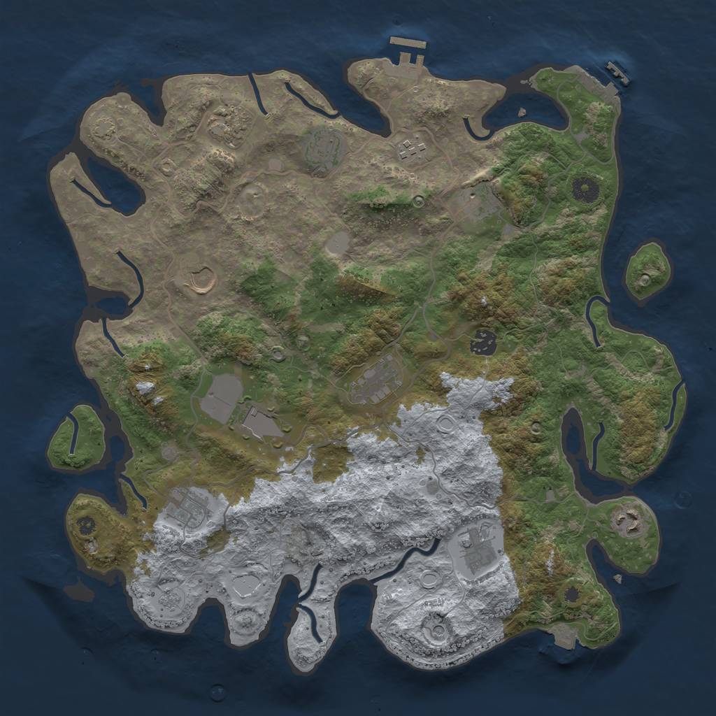 Rust Map: Procedural Map, Size: 4000, Seed: 1624643618, 19 Monuments