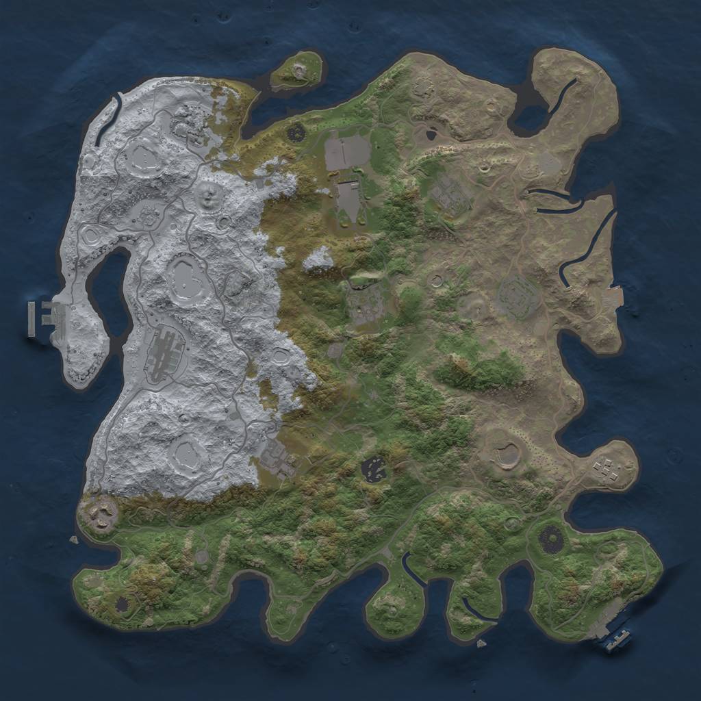 Rust Map: Procedural Map, Size: 4000, Seed: 319686953, 19 Monuments