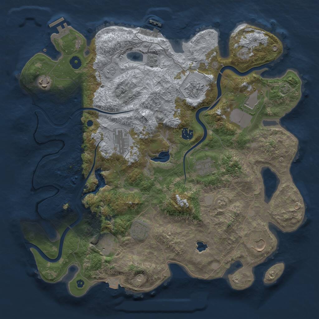 Rust Map: Procedural Map, Size: 4000, Seed: 277418467, 16 Monuments