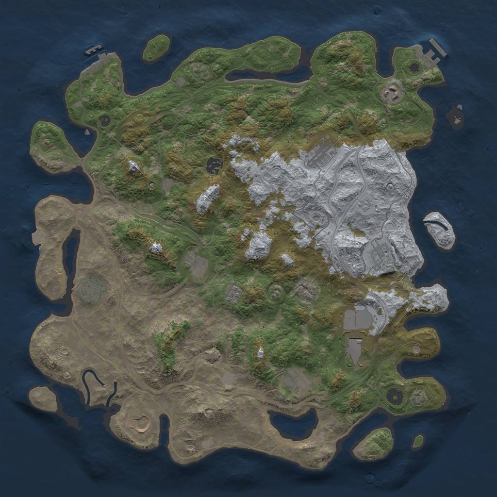 Rust Map: Procedural Map, Size: 4500, Seed: 45689, 18 Monuments