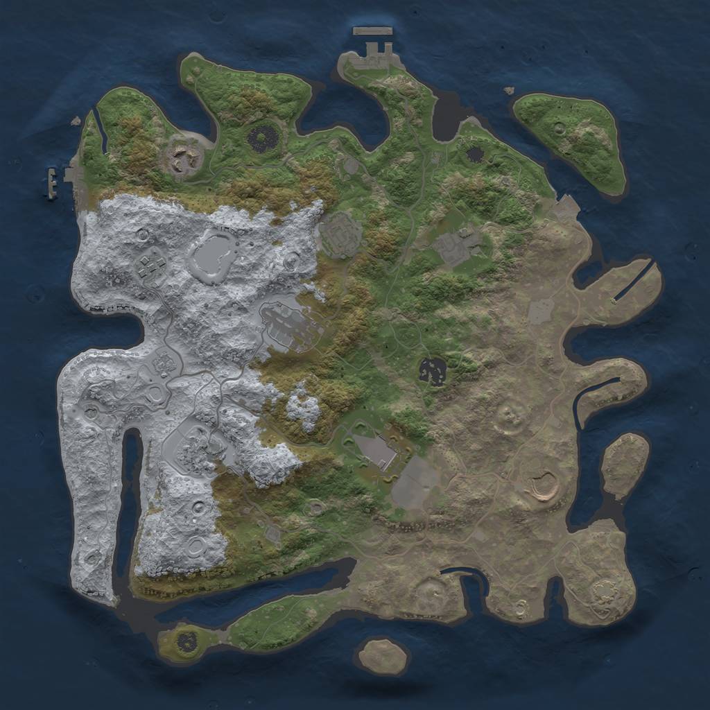 Rust Map: Procedural Map, Size: 3650, Seed: 90934230, 17 Monuments