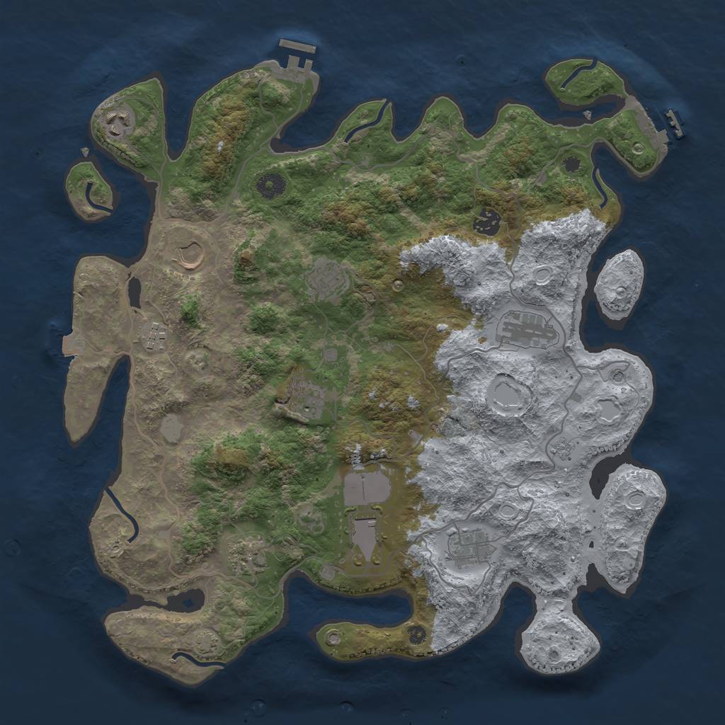 Rust Map: Procedural Map, Size: 4000, Seed: 569125687, 18 Monuments