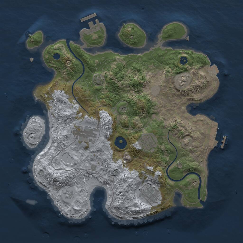 Rust Map: Procedural Map, Size: 3000, Seed: 4768, 9 Monuments