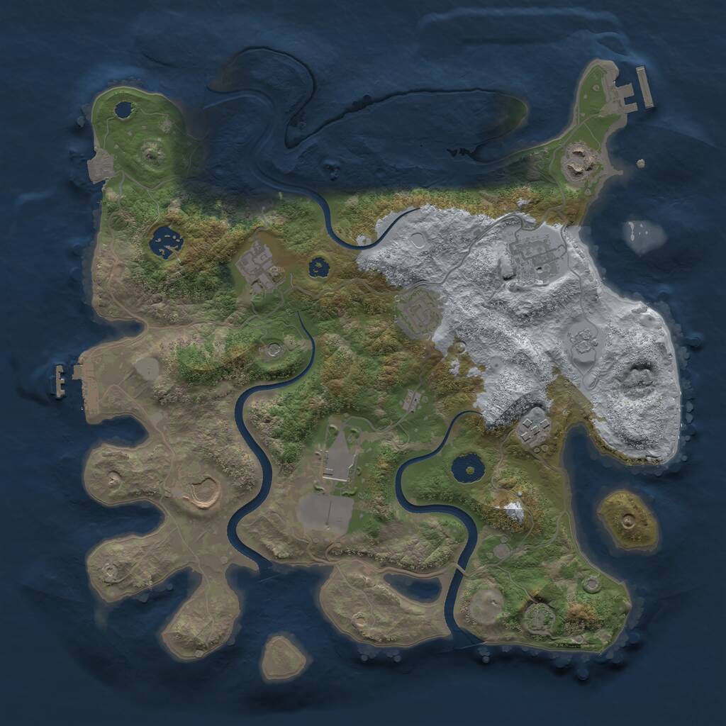 Rust Map: Procedural Map, Size: 3500, Seed: 219685506, 14 Monuments