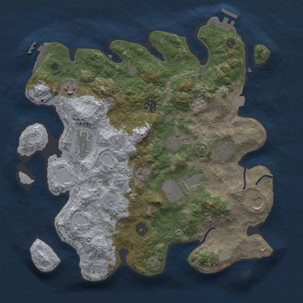 Rust Map: Procedural Map, Size: 3500, Seed: 1353804256, 16 Monuments