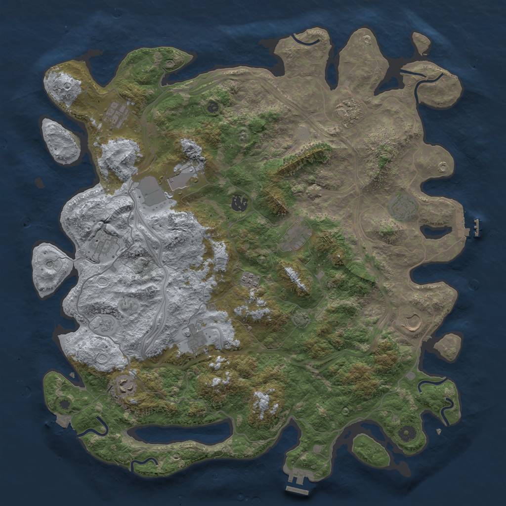 Rust Map: Procedural Map, Size: 4500, Seed: 1734665781, 19 Monuments