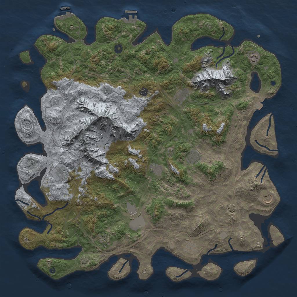 Rust Map: Procedural Map, Size: 5000, Seed: 48287, 19 Monuments