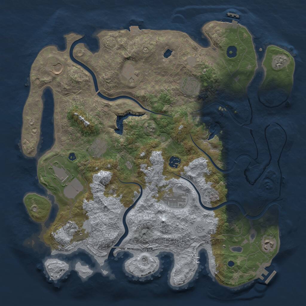 Rust Map: Procedural Map, Size: 4000, Seed: 133740, 16 Monuments