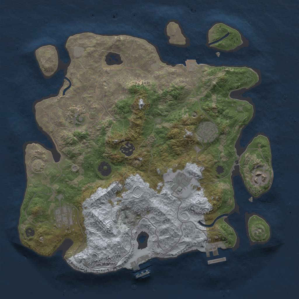 Rust Map: Procedural Map, Size: 3250, Seed: 951920528, 13 Monuments