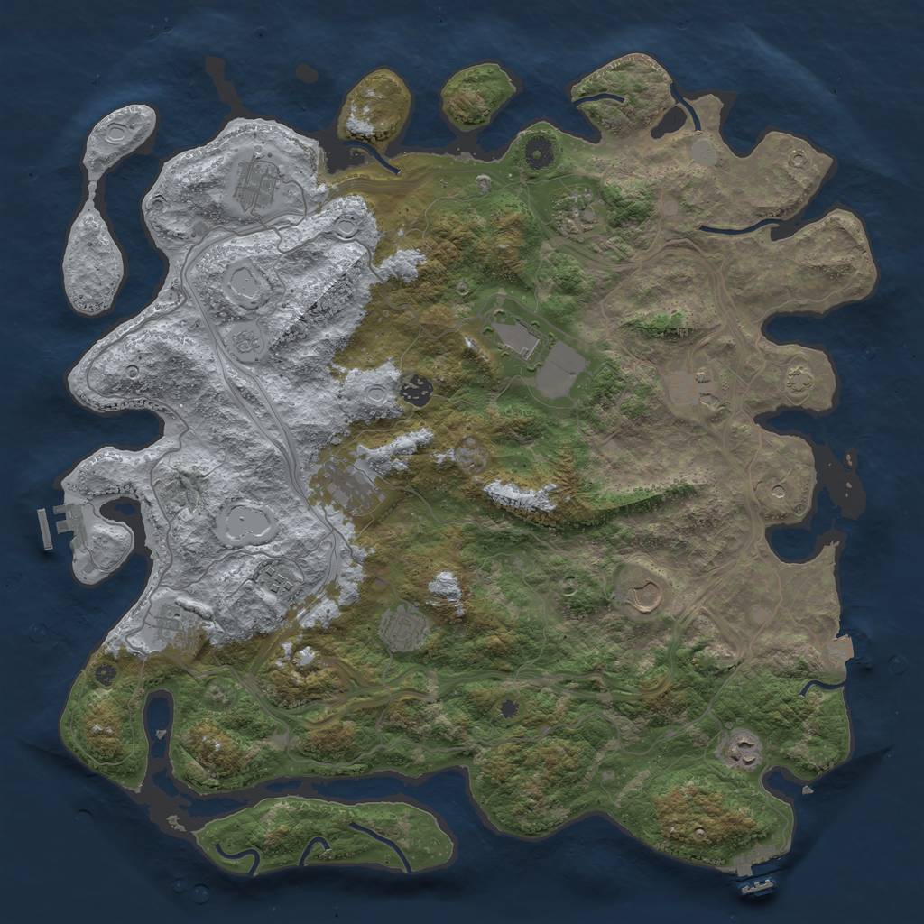 Rust Map: Procedural Map, Size: 4500, Seed: 1394243668, 19 Monuments