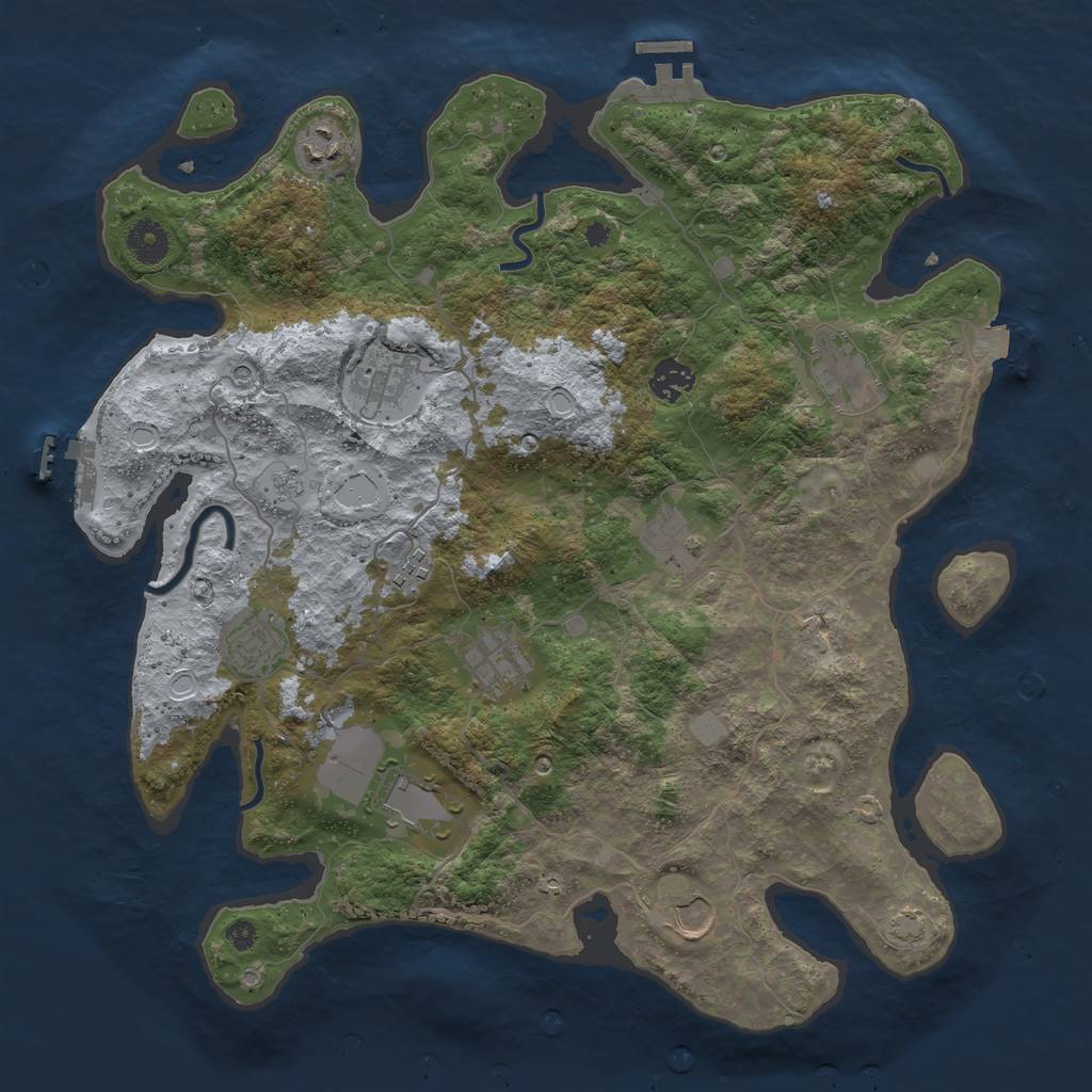 Rust Map: Procedural Map, Size: 3850, Seed: 242345, 18 Monuments