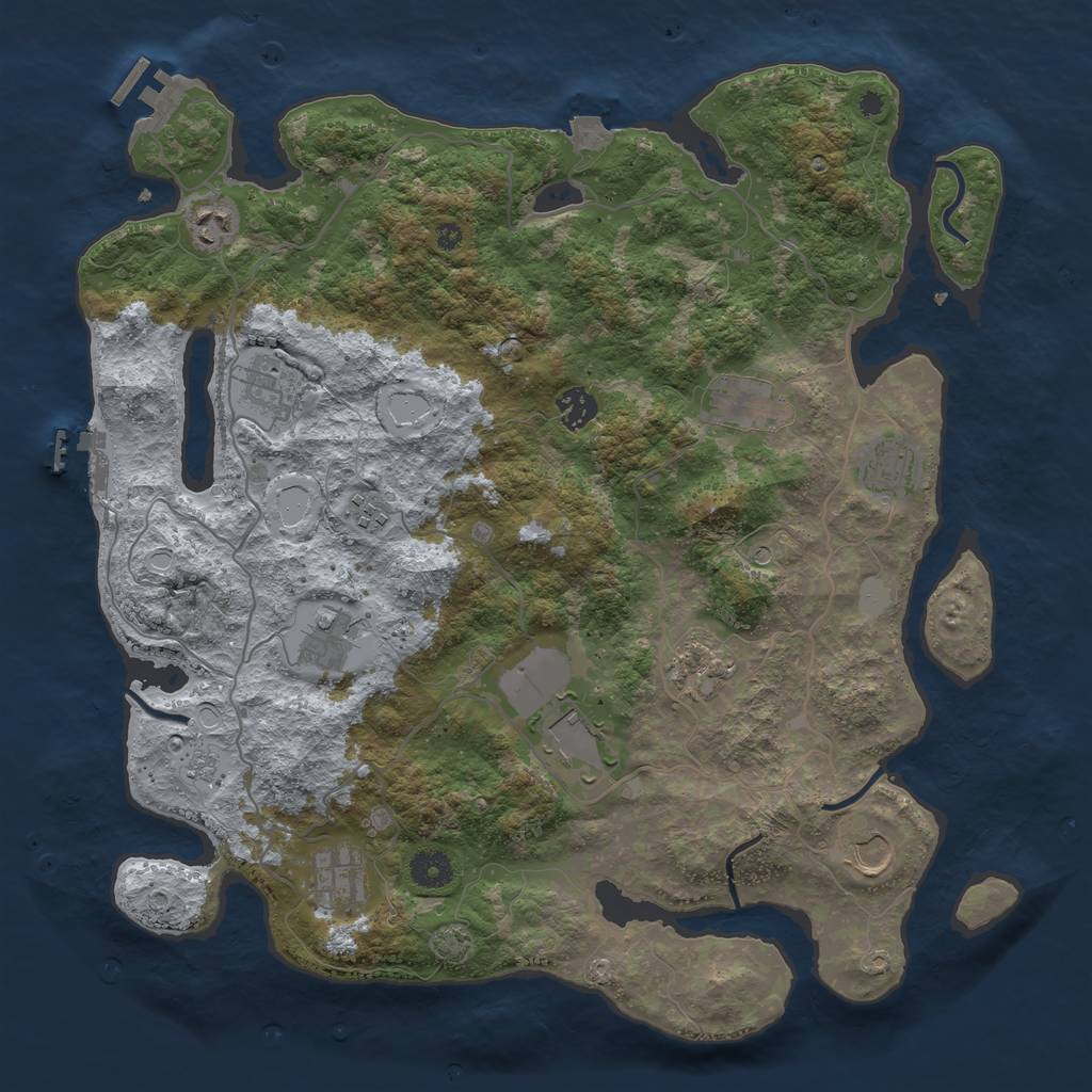 Rust Map: Procedural Map, Size: 4000, Seed: 97627, 19 Monuments