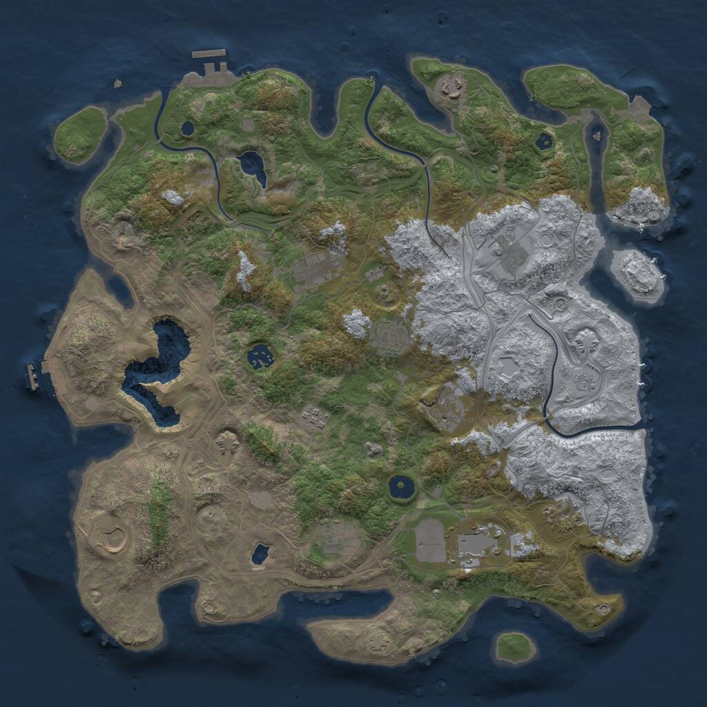 Rust Map: Procedural Map, Size: 4250, Seed: 781438607, 17 Monuments