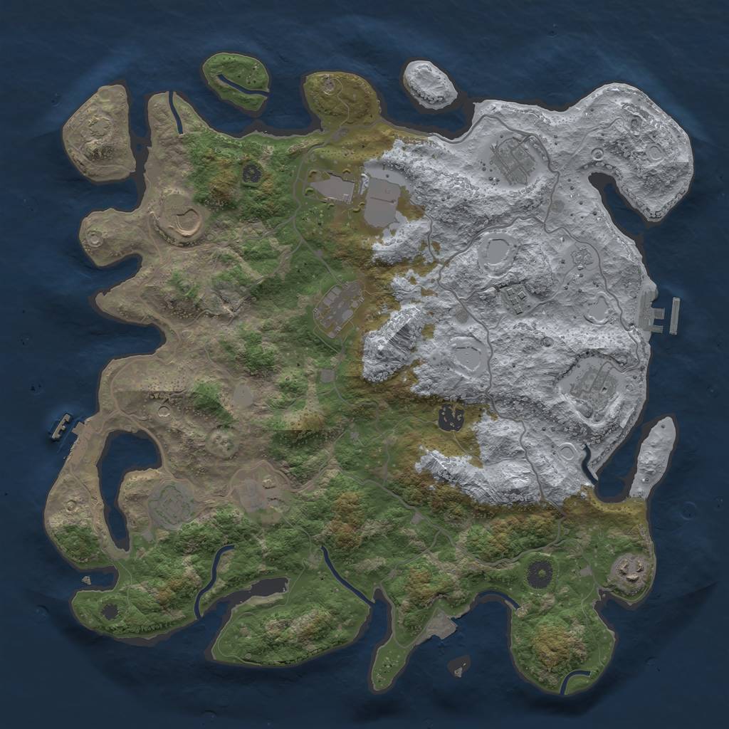Rust Map: Procedural Map, Size: 4000, Seed: 1885841784, 18 Monuments