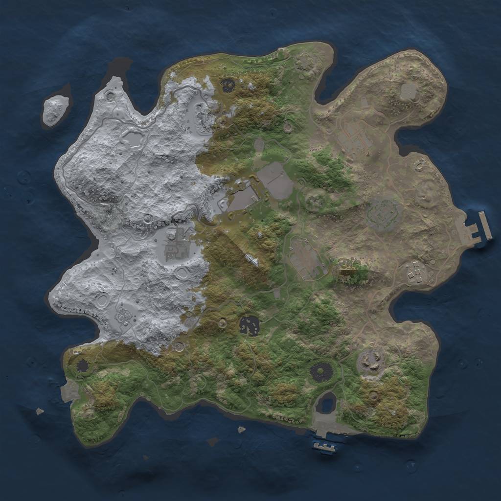 Rust Map: Procedural Map, Size: 3500, Seed: 1921959792, 17 Monuments