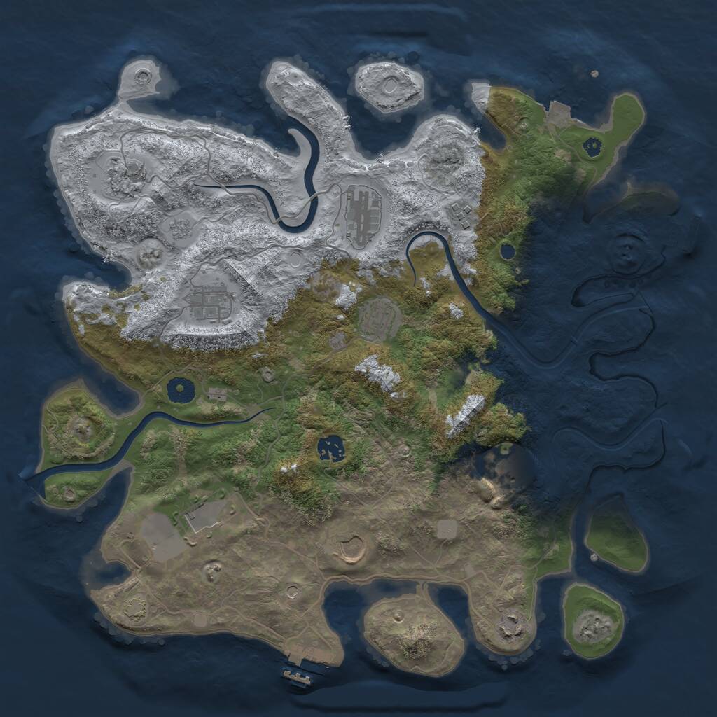Rust Map: Procedural Map, Size: 3900, Seed: 1190239755, 16 Monuments