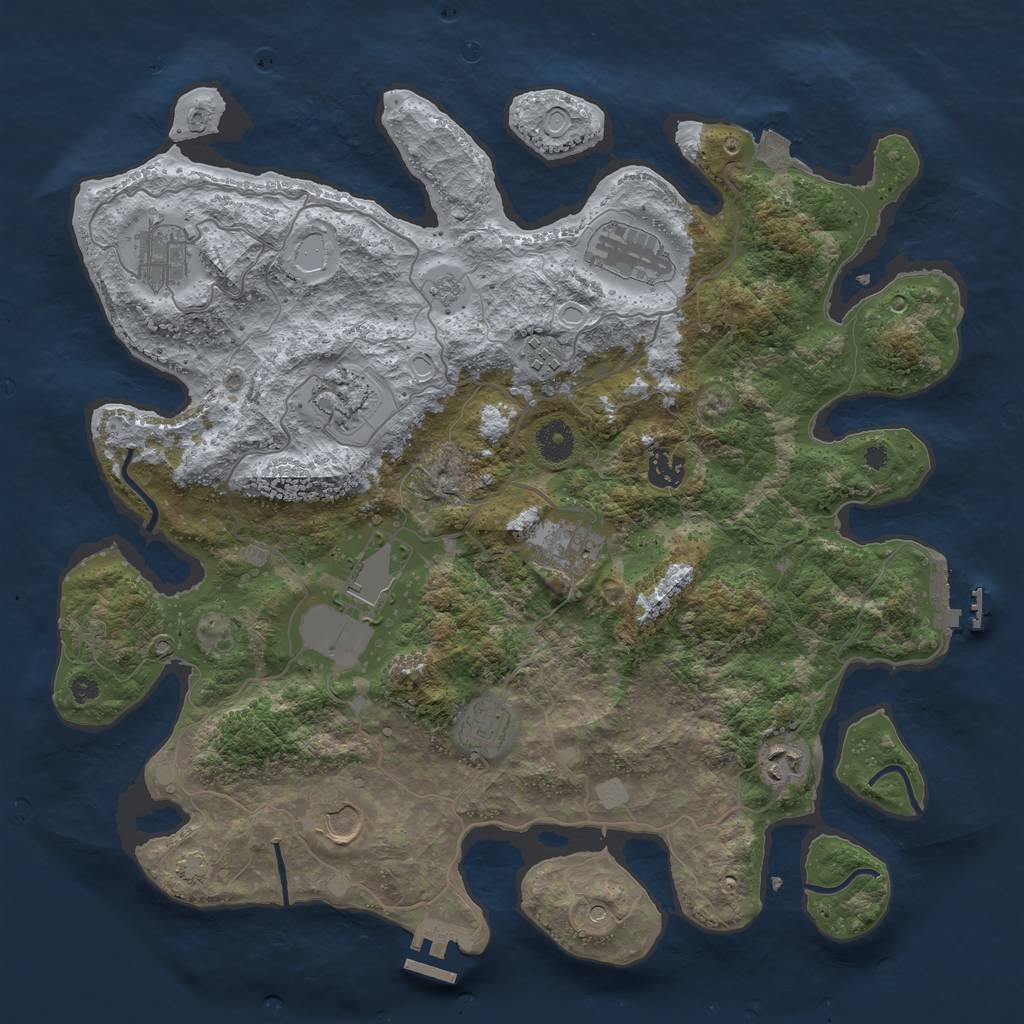 Rust Map: Procedural Map, Size: 3900, Seed: 1190239755, 18 Monuments