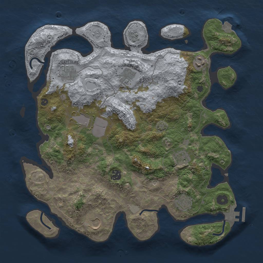 Rust Map: Procedural Map, Size: 3600, Seed: 52583874, 16 Monuments