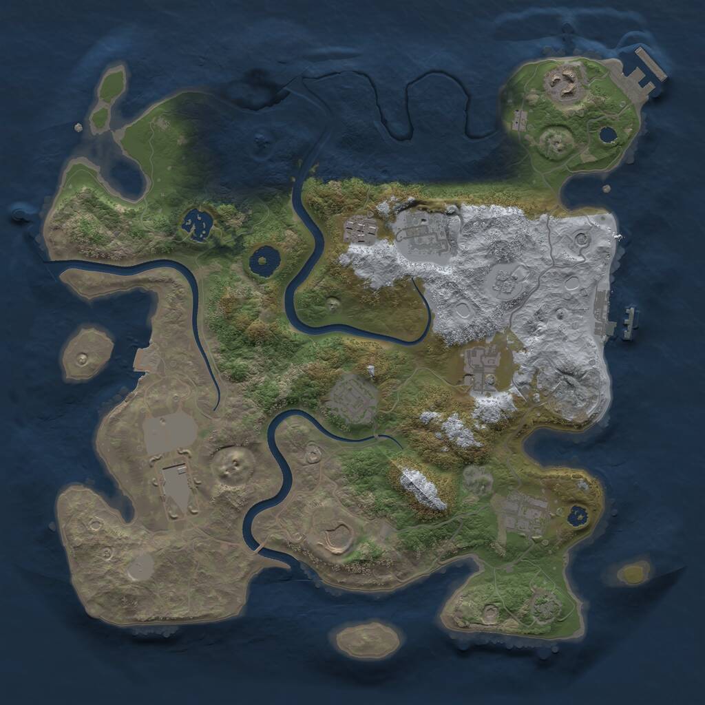 Rust Map: Procedural Map, Size: 3500, Seed: 1040175565, 15 Monuments