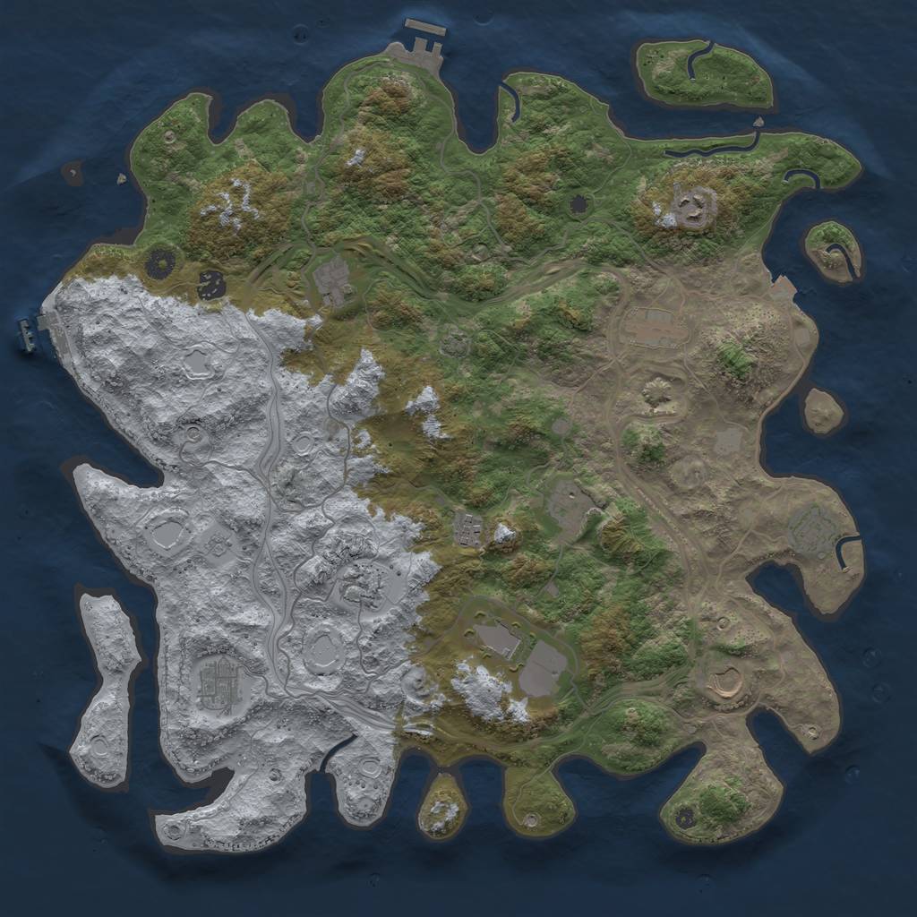 Rust Map: Procedural Map, Size: 4500, Seed: 1900726595, 19 Monuments