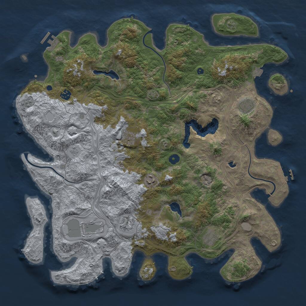 Rust Map: Procedural Map, Size: 4500, Seed: 1900726595, 14 Monuments