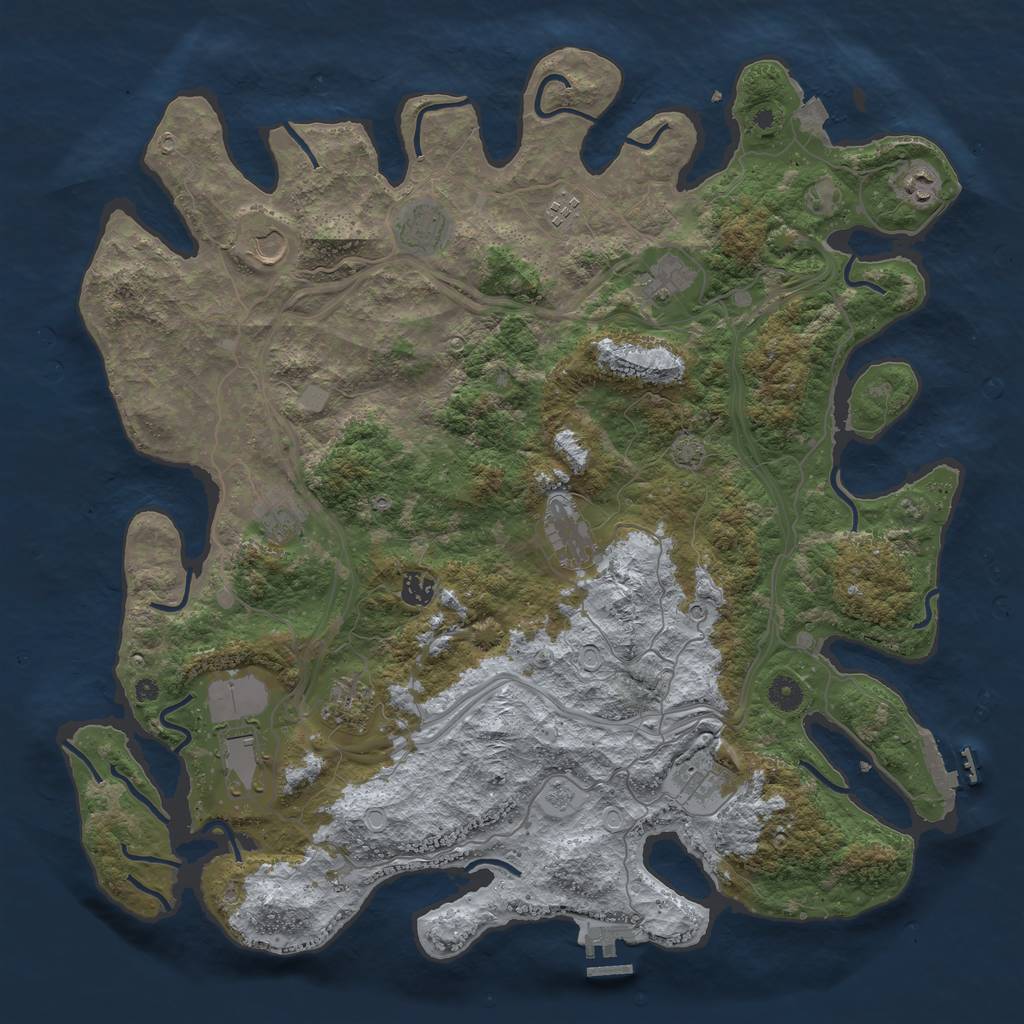 Rust Map: Procedural Map, Size: 4500, Seed: 34563456, 19 Monuments