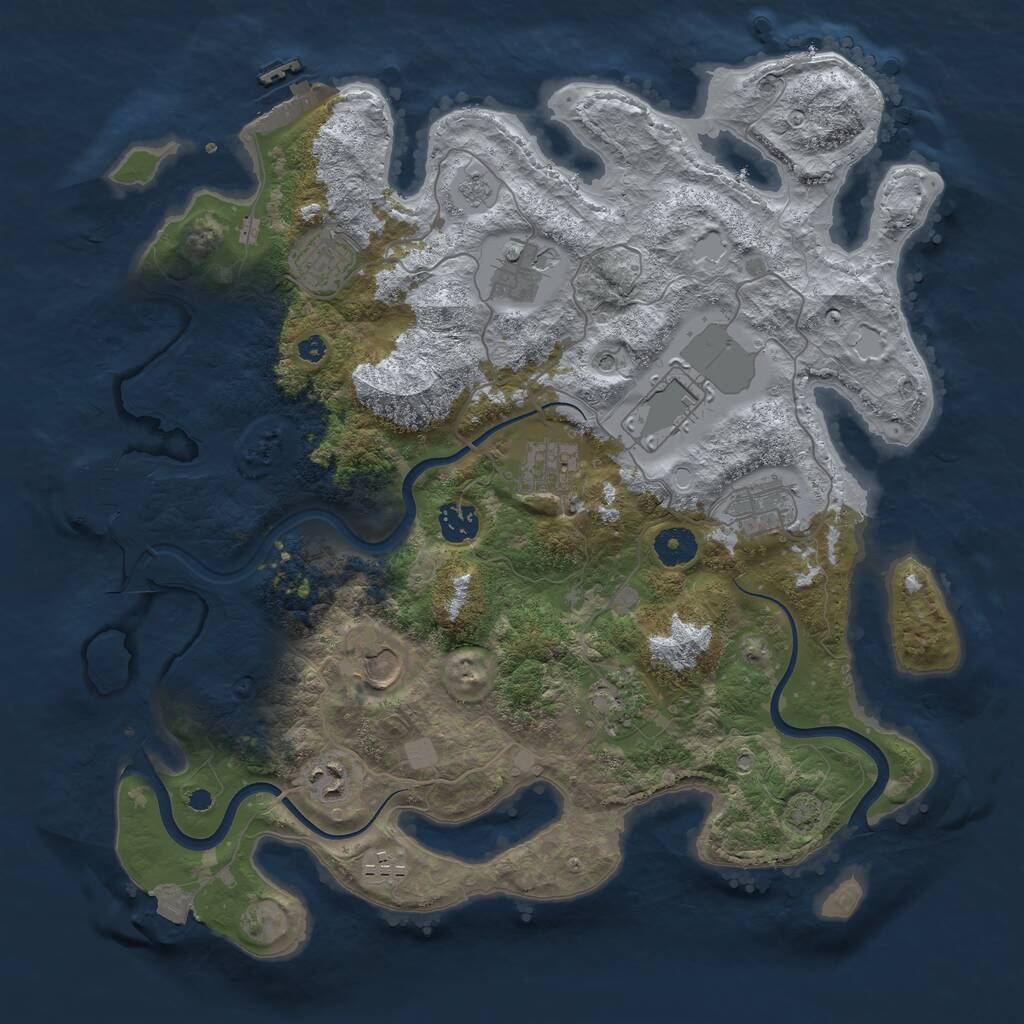 Rust Map: Procedural Map, Size: 3800, Seed: 747057828, 16 Monuments