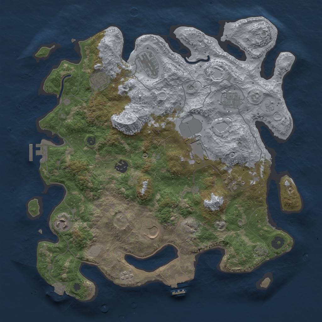 Rust Map: Procedural Map, Size: 3800, Seed: 747057828, 17 Monuments