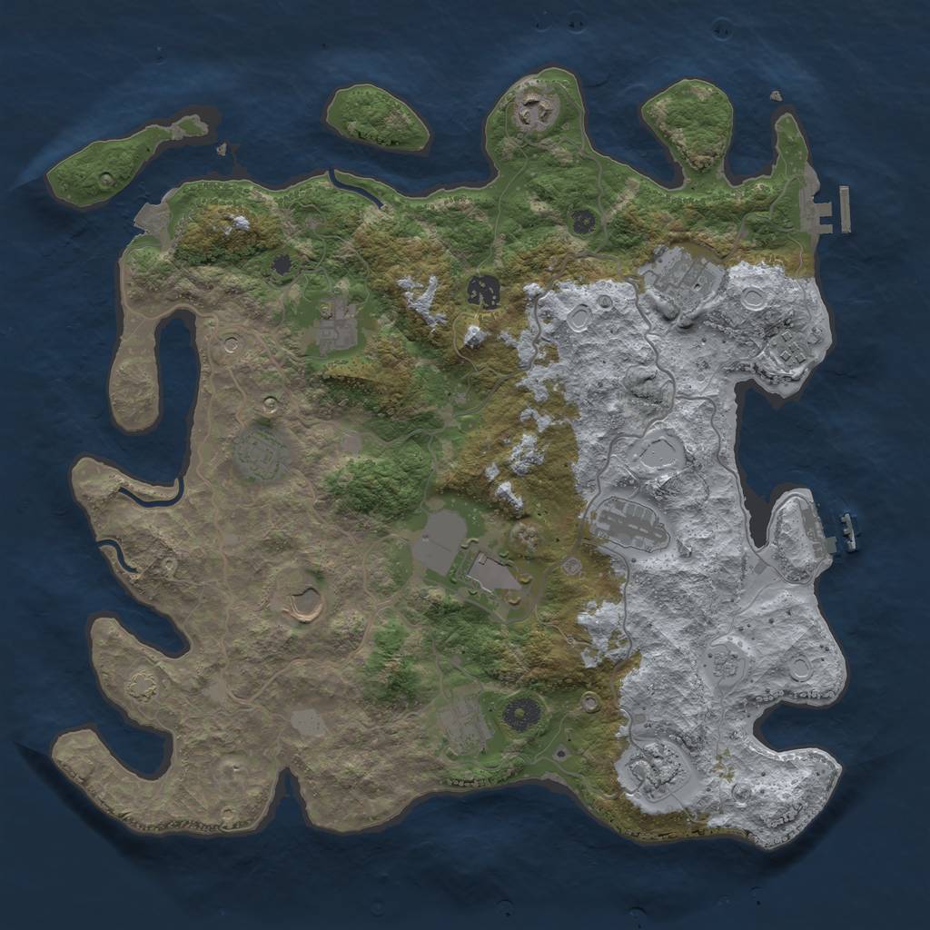 Rust Map: Procedural Map, Size: 4000, Seed: 8679846, 19 Monuments